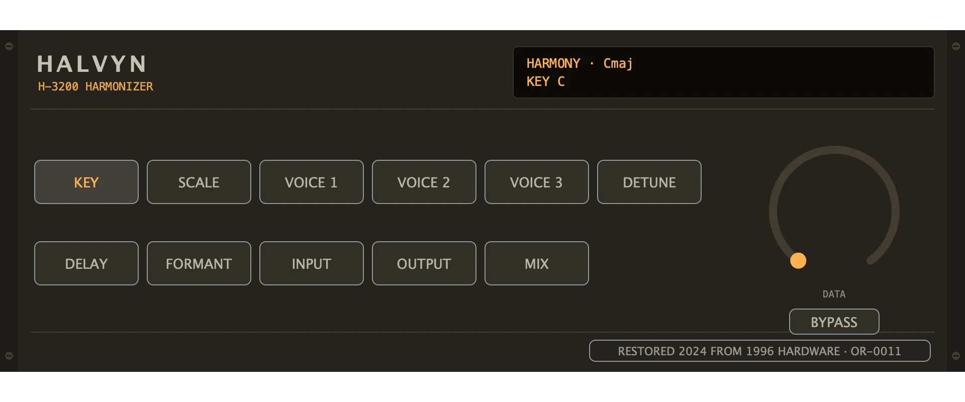 The restored Halvyn H-3200 — Harmonizer: its faceplate as issued.