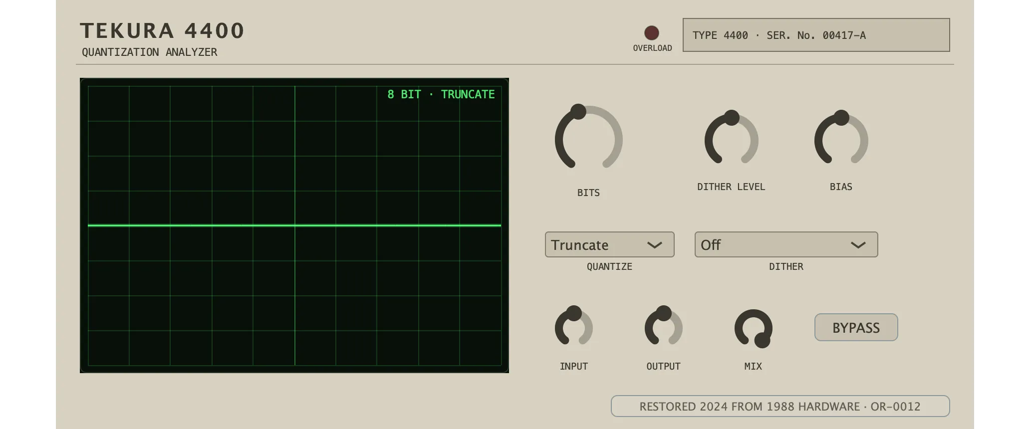The restored Tekura 4400 — Quantization Analyzer: its faceplate as issued.