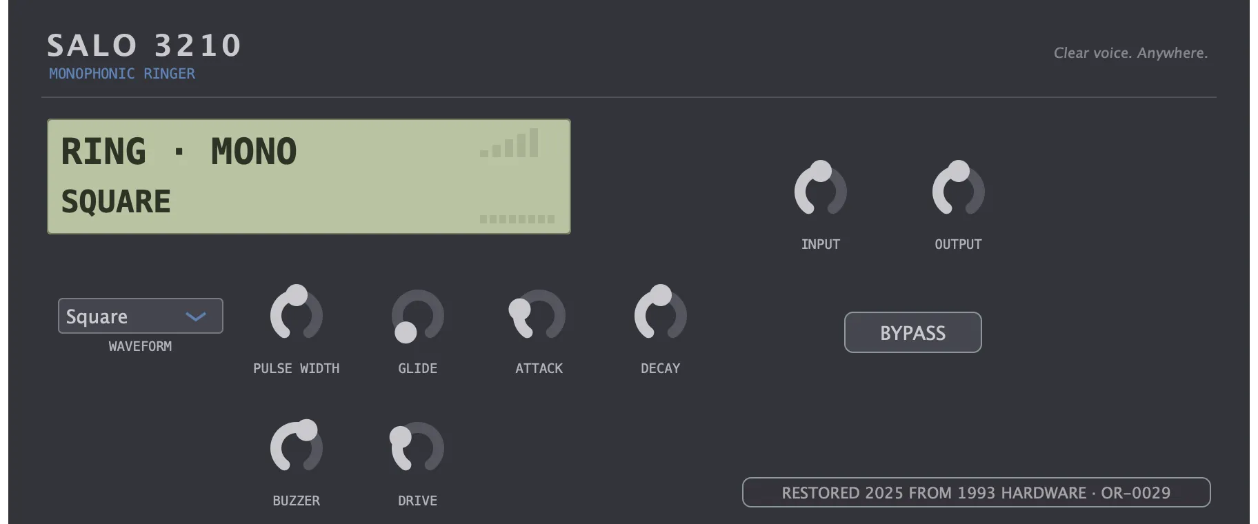 The restored Salo 3210 — Monophonic Ringer: its faceplate as issued.