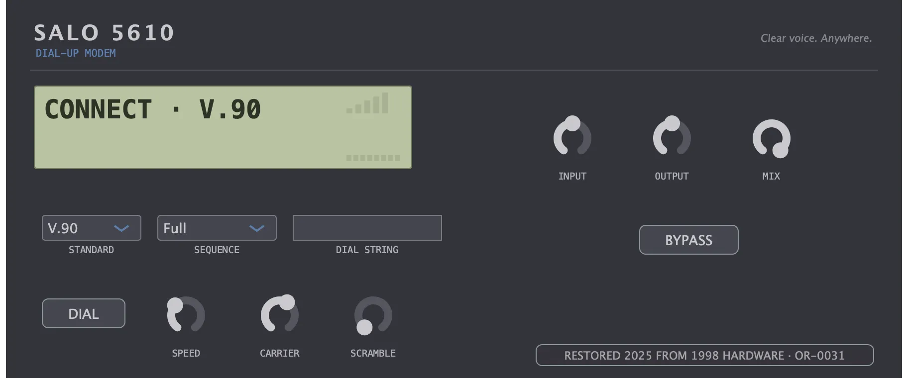 The restored Salo 5610 — Dial-Up Modem: its faceplate as issued.
