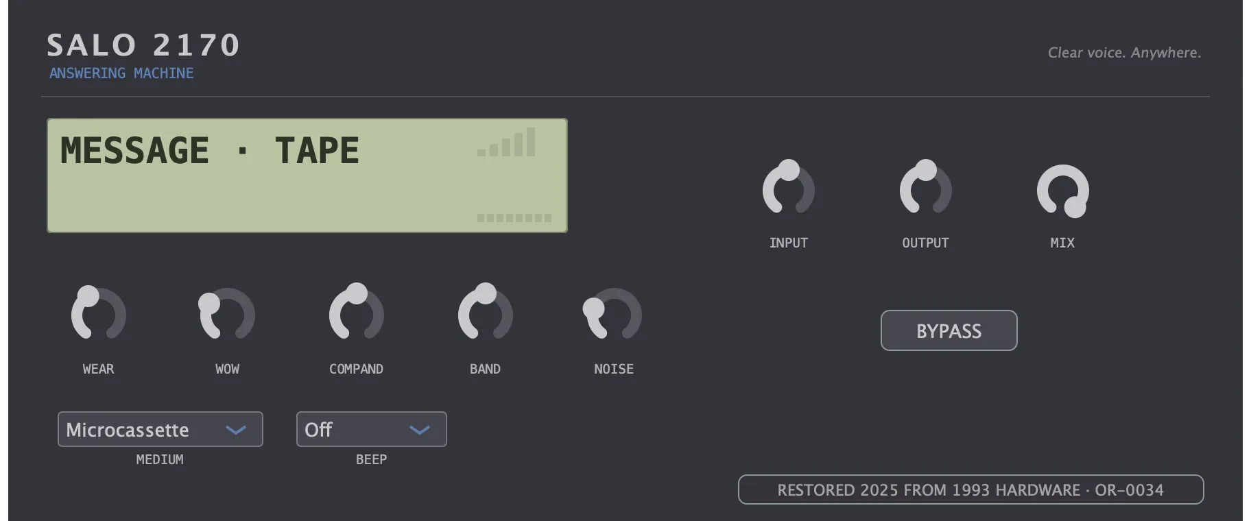 The restored Salo 2170 — Answering Machine: its faceplate as issued.